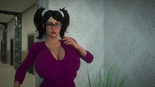 3D Futanari Dickgirl in Glasses Fucking Hot Girl, Animated