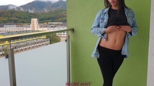 Real escort girl makes me cum on the balcony